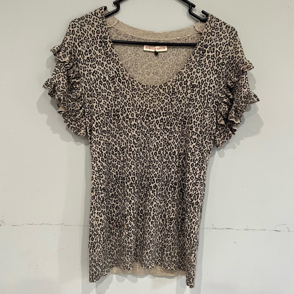Rebecca‎ Taylor silk and cashmere animal print top
